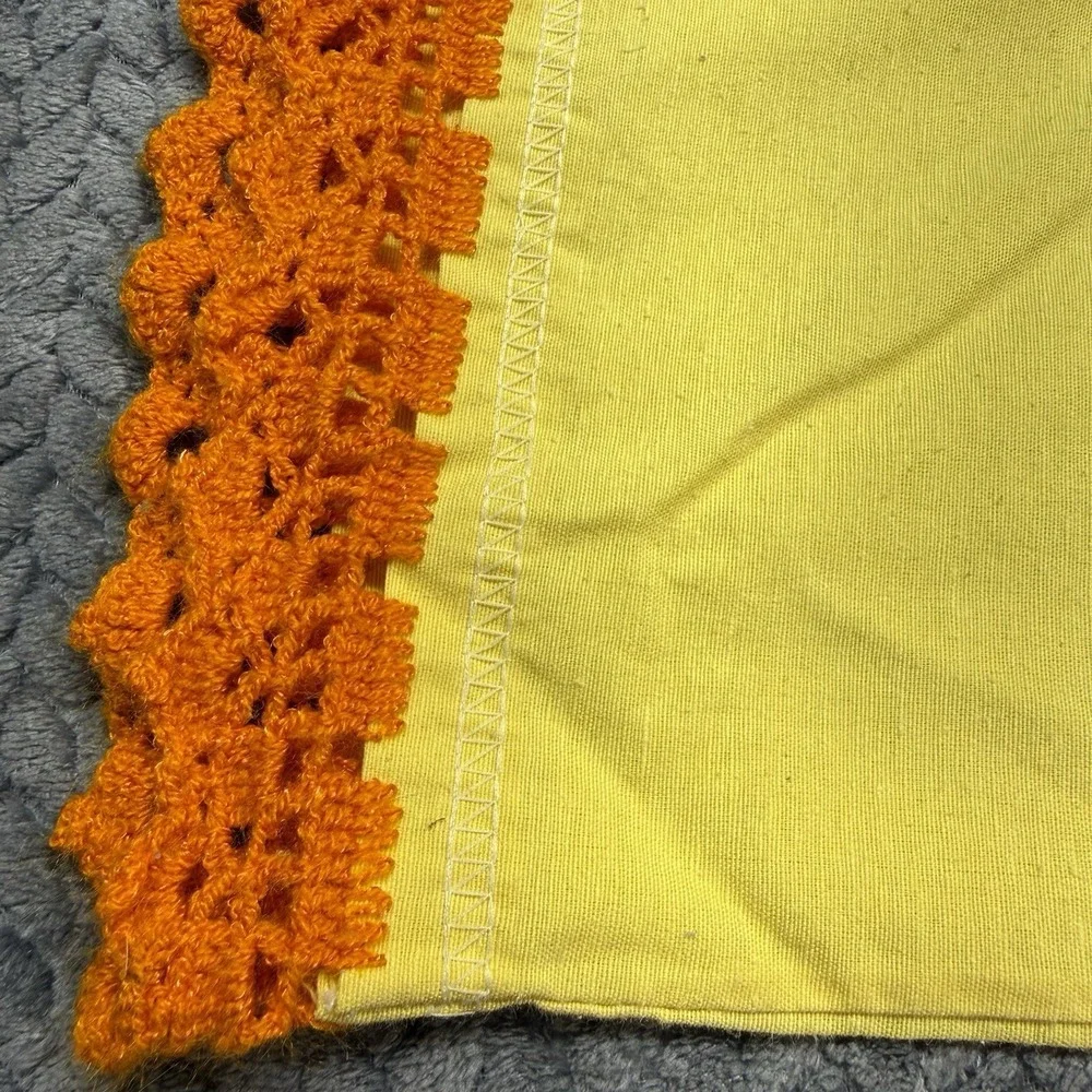Vintage Cottagecore Hand Embroidered Pillowcase Set Standard‎ Lot of 2 Yellow